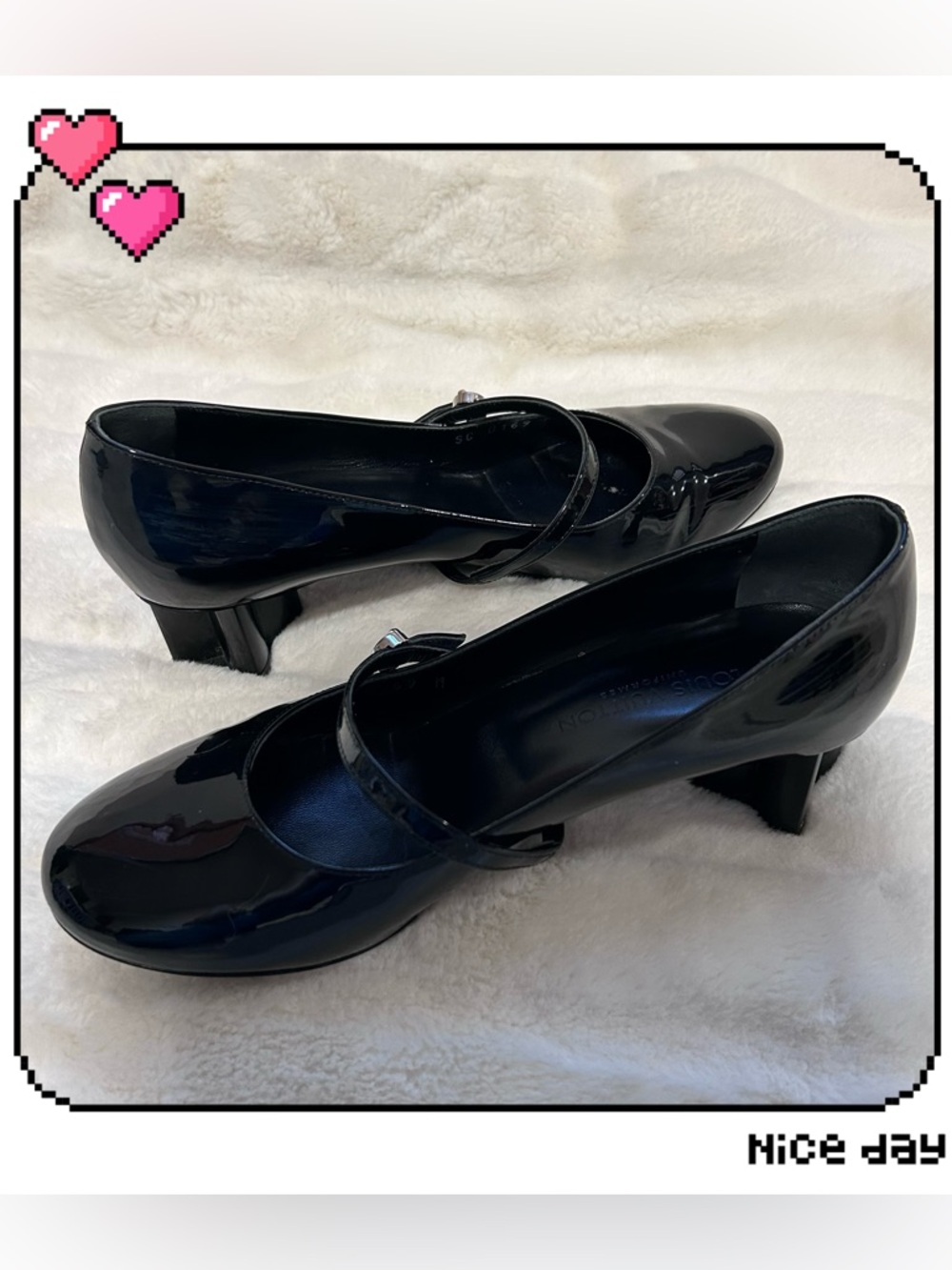 Louis Vuitton 2019 FW Uniform Flower Silhouette Patent Leather Pumps BLK Sz 36